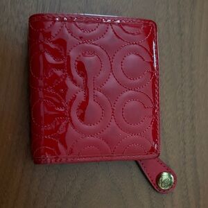 Coach Glossy Red Embossed Wallet